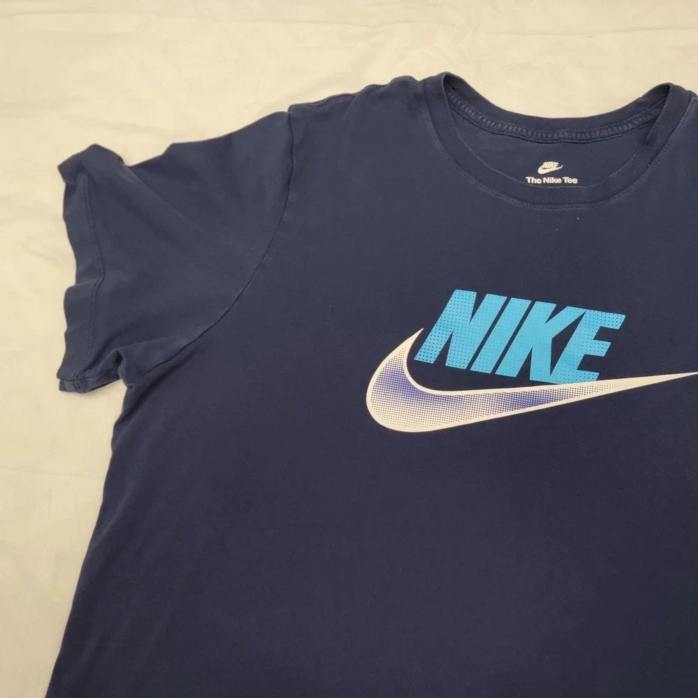 Nike Mens Swoosh Logo Graphic T-Shirt Navy Blue XXL DZ5171-410